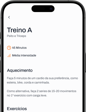 Tela de Treino do aplicativo Team JustMove